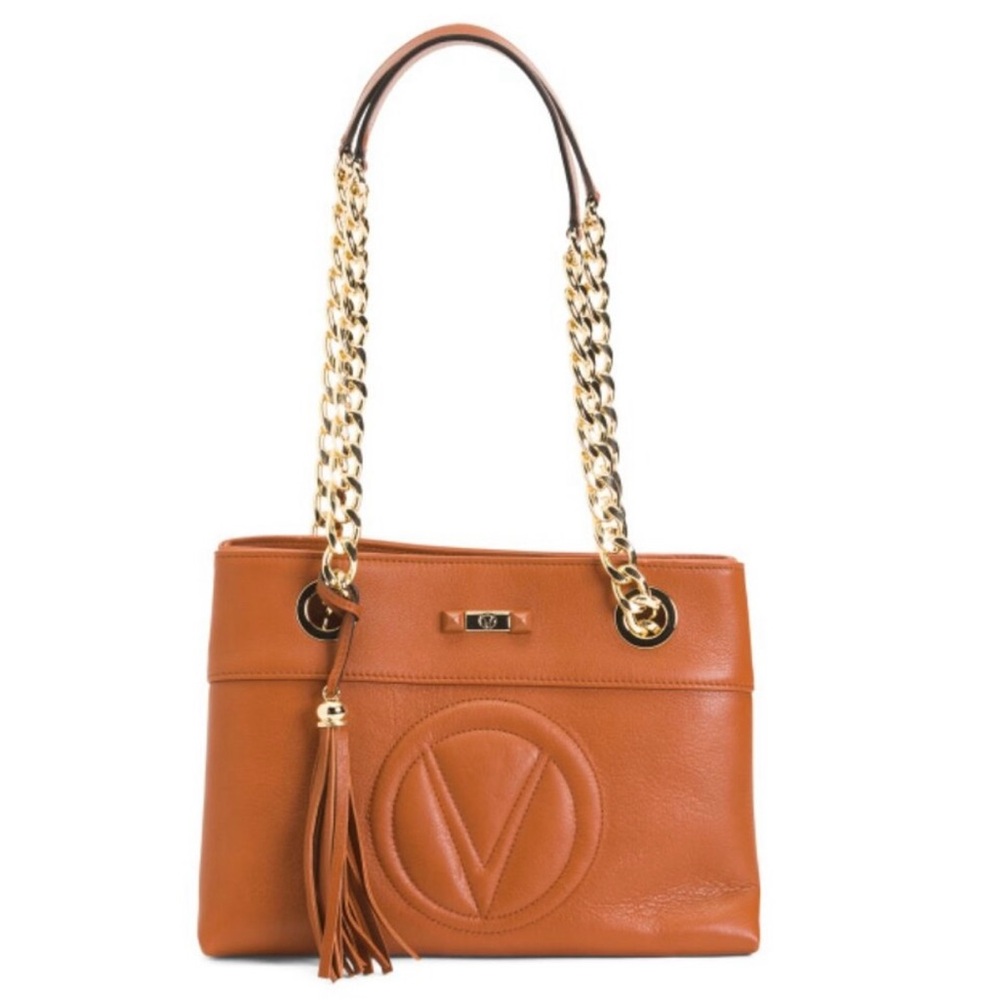 Valentino By Mario Valentino Brown Leather Kali Signature Shoulder Bag